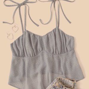 Polka Dot Chiffon Crop Top